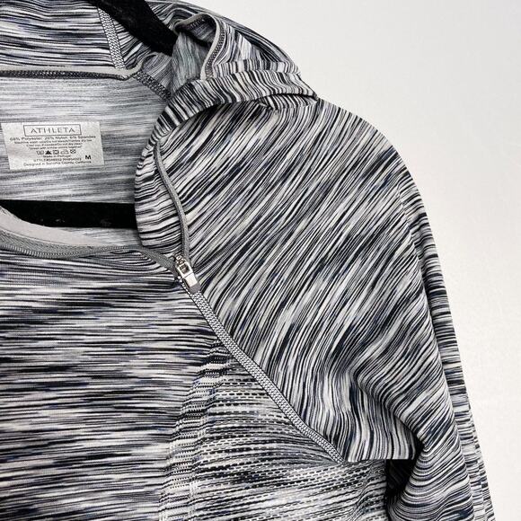 Athleta Medium M Gray Spacedye Fastest Track Asymmetrical 1/4 Zip Running Top - Picture 9 of 13